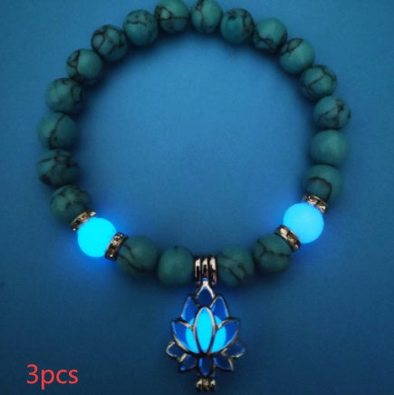 Energie Leuchtender Lotus Naturstein Armband Yoga Heilung Leuchtendes Armband im Dunkeln Leuchtende Perlen Armband Für Männer Frauen Gebet Buddhismus