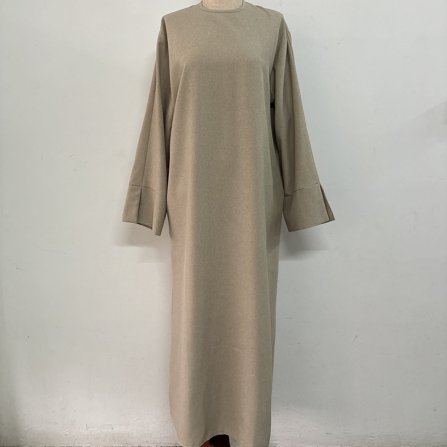 Round-neck Simple Solid-color Loose-fitting Straight-cut Elegant Dress