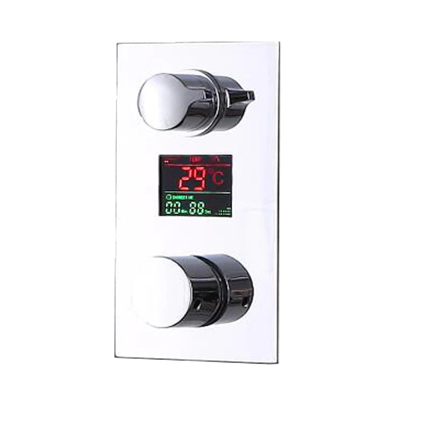 Brass Wall Mounted Hot Cold Control LED Digital Display Water Faucet Shower Concealed Thermostatic Mixer Valve
