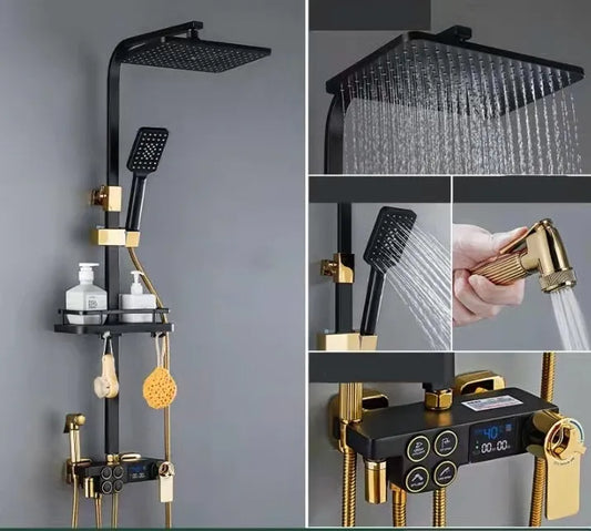 Bathroom Thermostatic Shower System LED Temperature Digital Display Shower Set