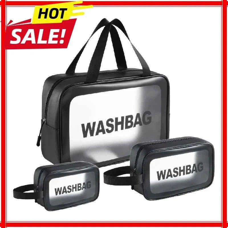 Dry - wet separation double transparent PU makeup bag portable washing bag cosmetic storage bag travel fitness swimming essentials - Shoppiline