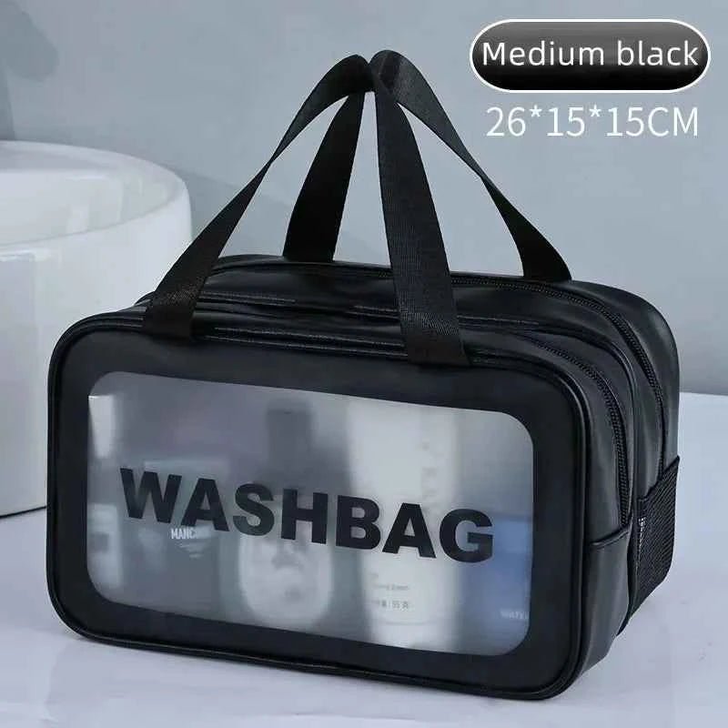 Dry - wet separation double transparent PU makeup bag portable washing bag cosmetic storage bag travel fitness swimming essentials - Shoppiline