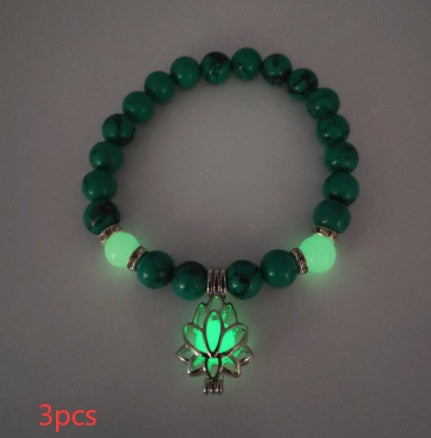 Energie Leuchtender Lotus Naturstein Armband Yoga Heilung Leuchtendes Armband im Dunkeln Leuchtende Perlen Armband Für Männer Frauen Gebet Buddhismus
