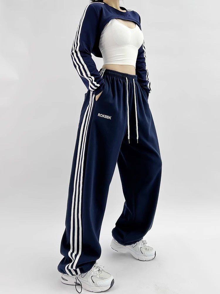 American-style Athletic Wide-leg Sweatpants For Women