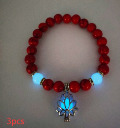 Energie Leuchtender Lotus Naturstein Armband Yoga Heilung Leuchtendes Armband im Dunkeln Leuchtende Perlen Armband Für Männer Frauen Gebet Buddhismus