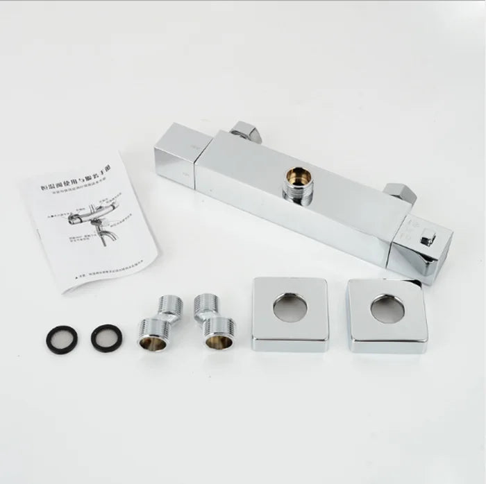 Brass Polished Chrome Single Handle Ceramic Thermostatic Mixing Valve for Apartment Bathroom Shower Head Temperature Control