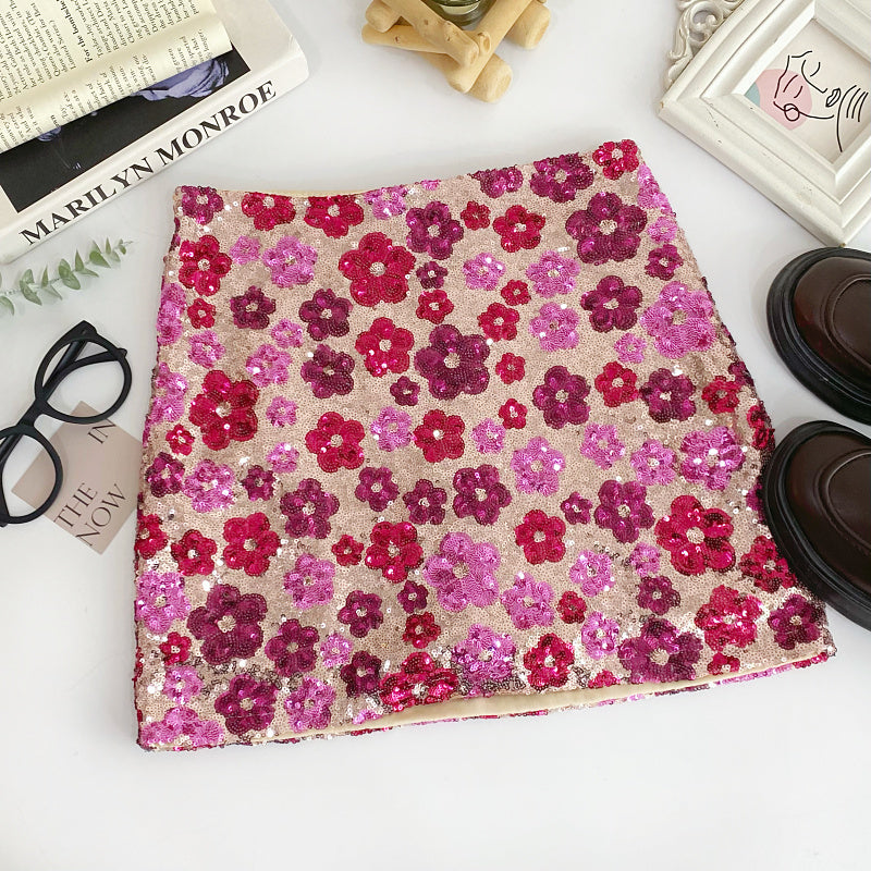 Mini-jupe fourreau fleurie pour femme