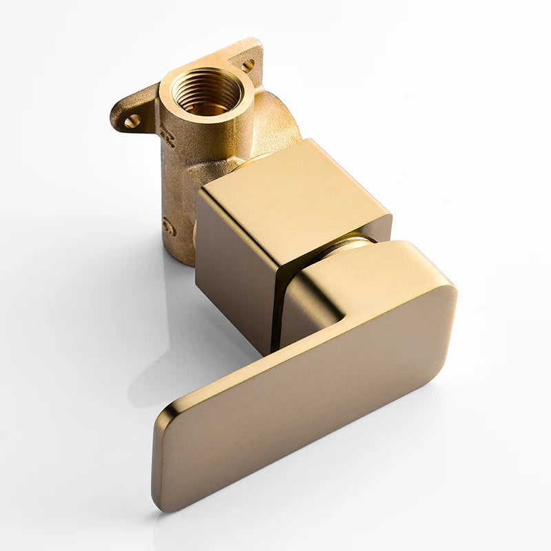 Brushed Gold Uncoated Brass Bathtub Shower Faucet Brass Material Waterfall Bathtub Tap Mixer Set