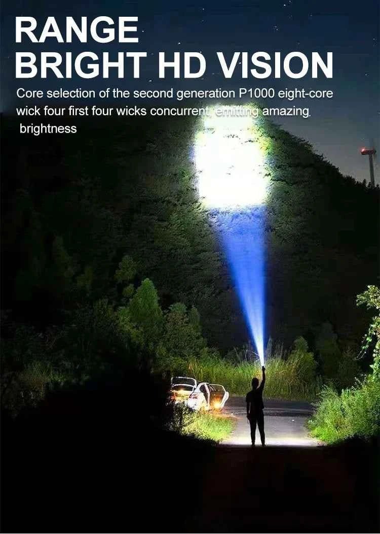High Power LED Flashlights Camping Torch With 4 Lamp Beads And COB Side Light Rechargeable Portable Hand Lantern 4 Lighting Mode - Shoppiline
