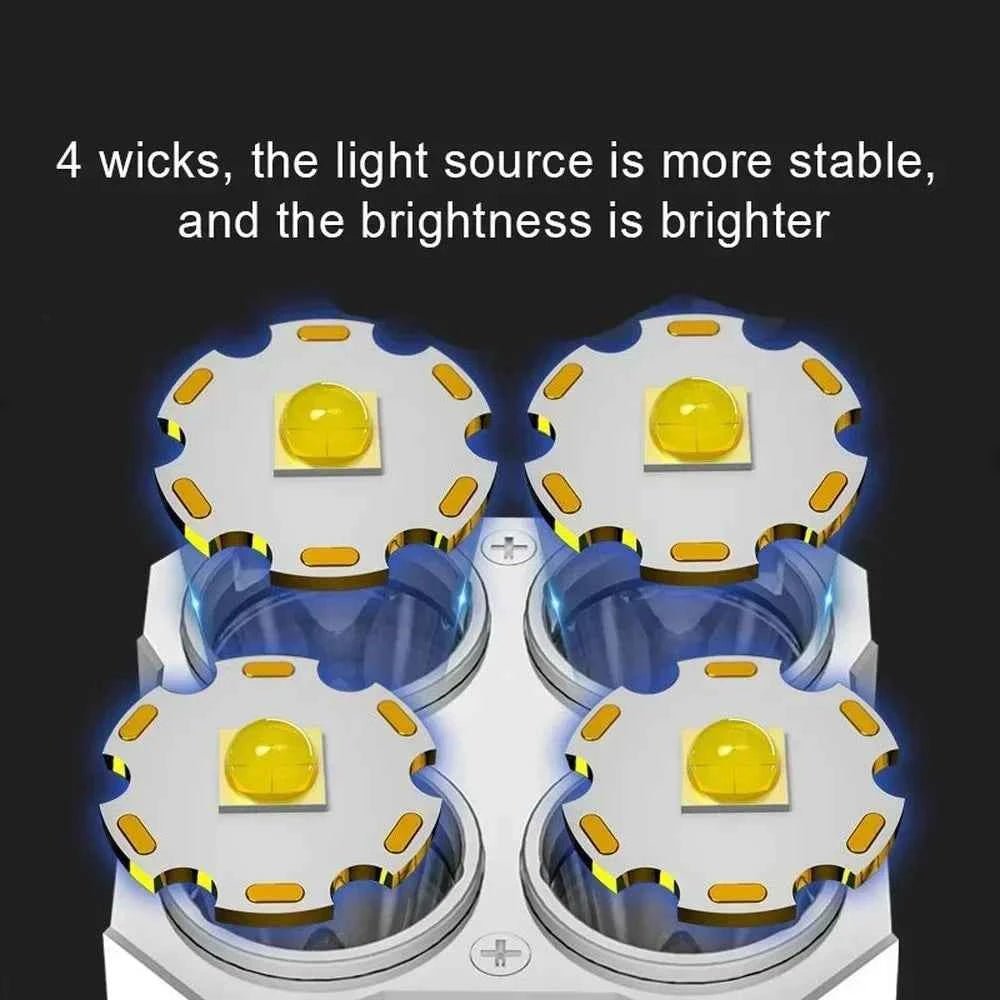 High Power LED Flashlights Camping Torch With 4 Lamp Beads And COB Side Light Rechargeable Portable Hand Lantern 4 Lighting Mode - Shoppiline