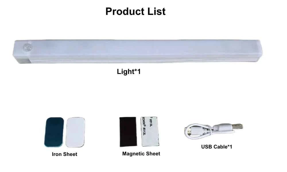 HOMEFISH Cabinet Light USB Rechargeable Motion Sensor LED Bar Light Induction Night Light Portable for Kitchen - Shoppiline