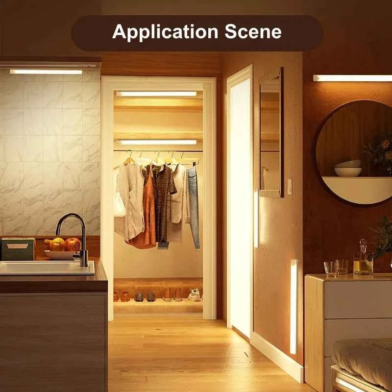 HOMEFISH Cabinet Light USB Rechargeable Motion Sensor LED Bar Light Induction Night Light Portable for Kitchen - Shoppiline