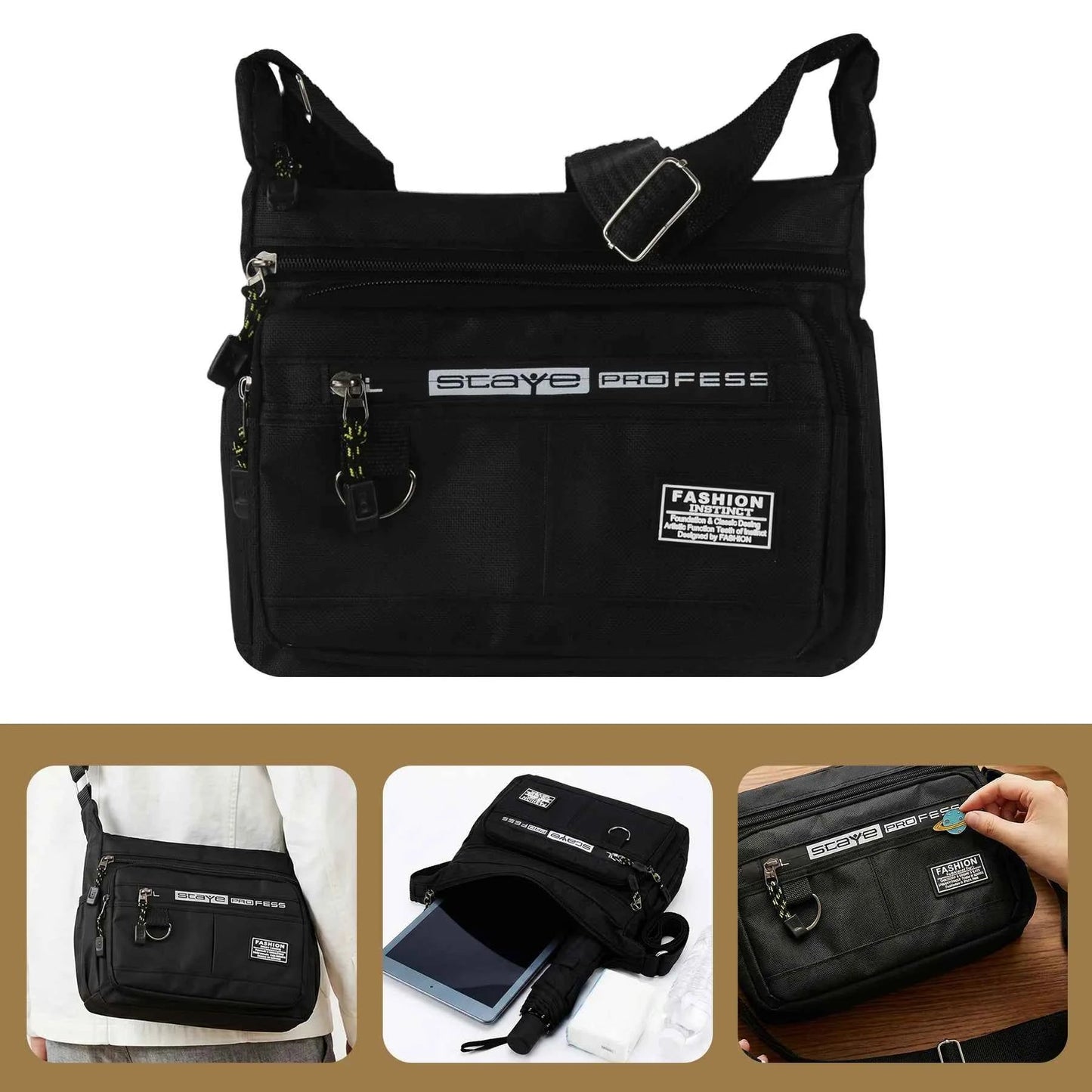 Homefish Design Oxford Shoulder Bag Capacity Casual Multi - layer Pocket Fashion Single Shoulder Crossbody Luxury Messenger Bag - Shoppiline