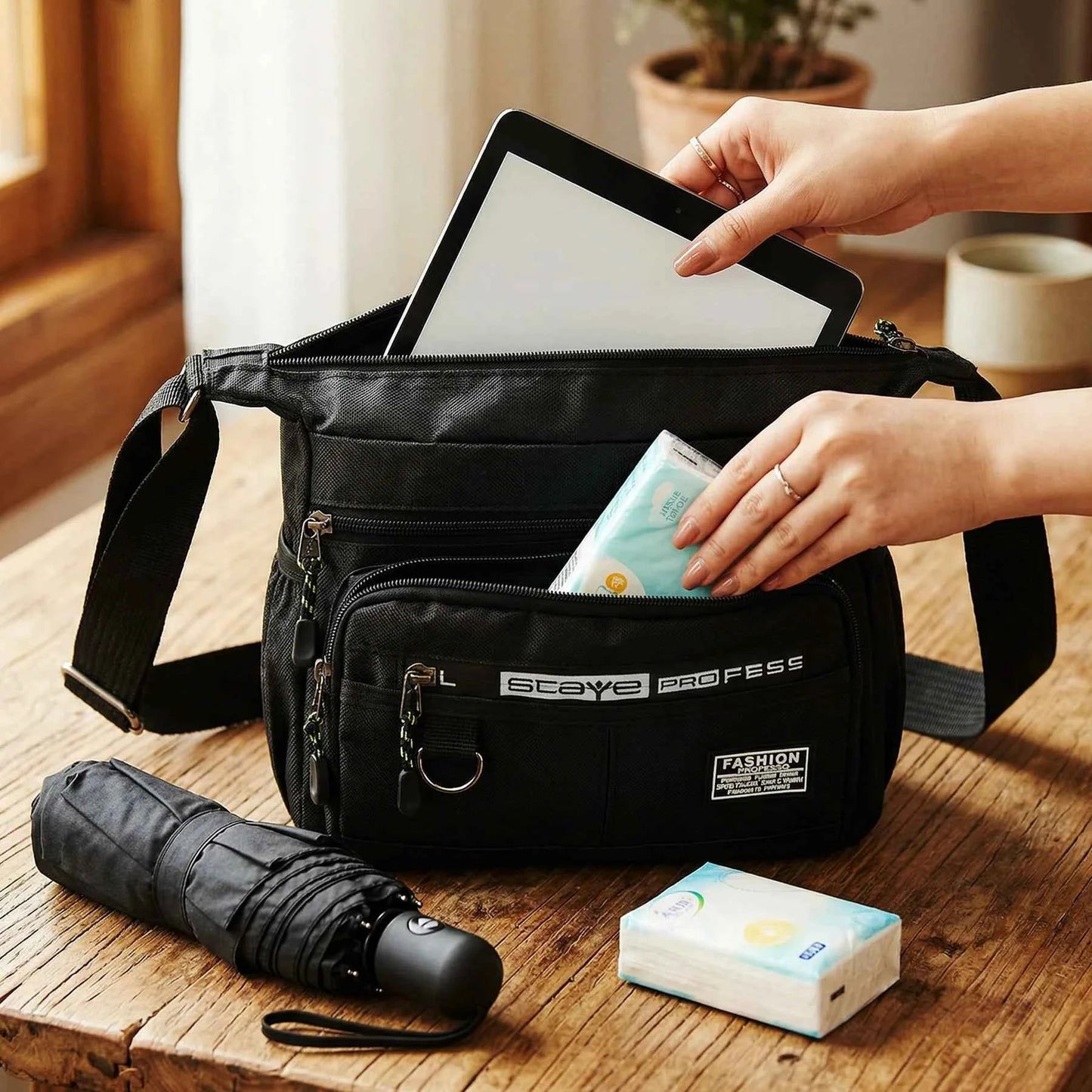 Homefish Design Oxford Shoulder Bag Capacity Casual Multi - layer Pocket Fashion Single Shoulder Crossbody Luxury Messenger Bag - Shoppiline