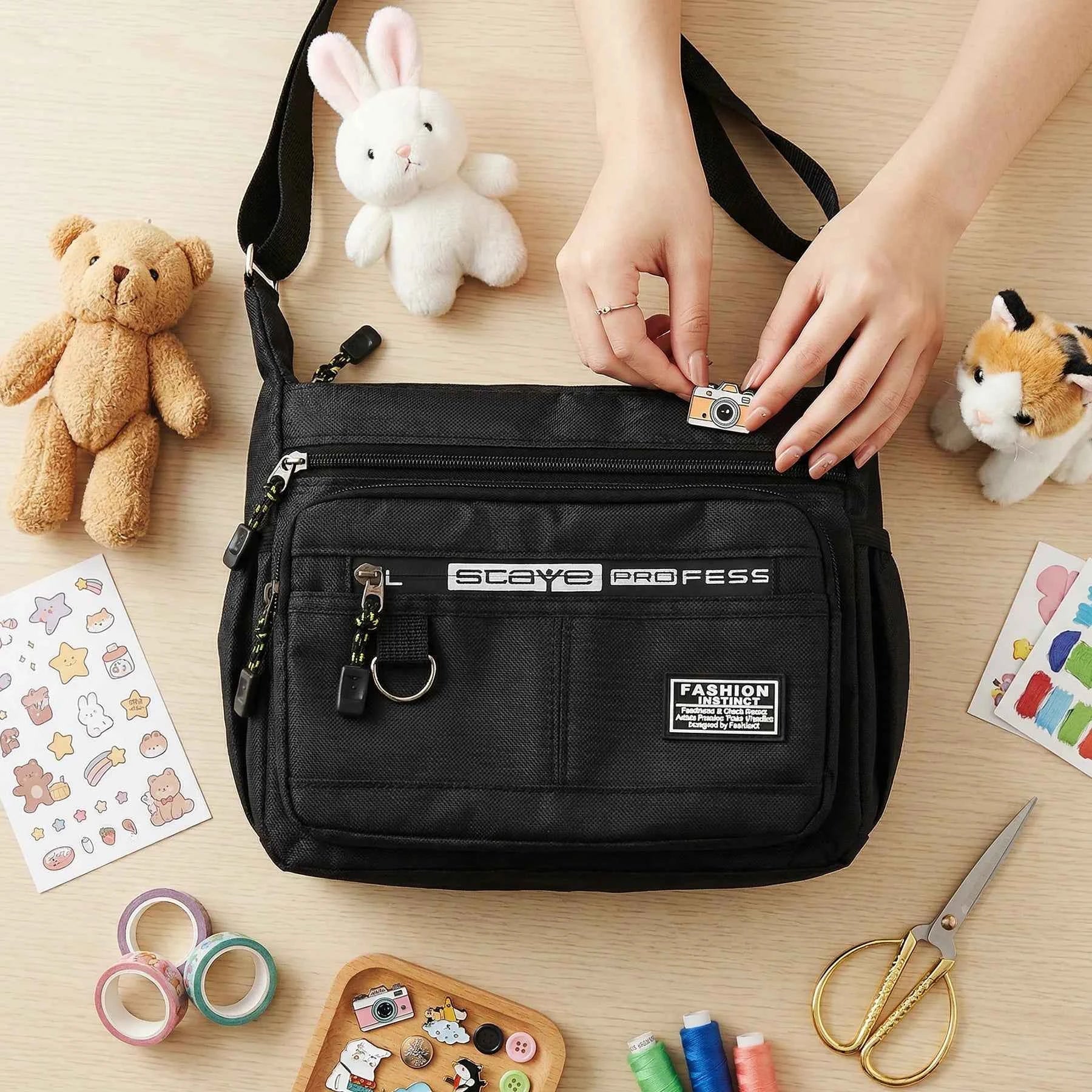 Homefish Design Oxford Shoulder Bag Capacity Casual Multi - layer Pocket Fashion Single Shoulder Crossbody Luxury Messenger Bag - Shoppiline