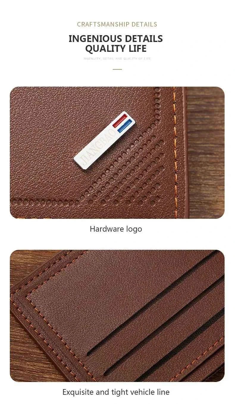 Men's leather short wallet thin wallet foldable minimalist soft leather wallet - Shoppiline