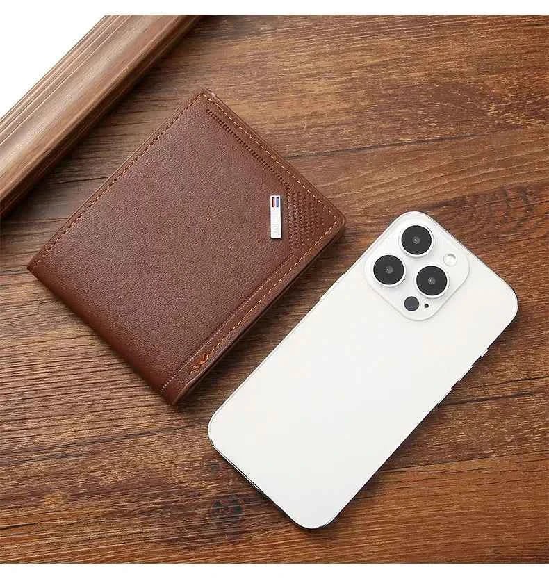 Men's leather short wallet thin wallet foldable minimalist soft leather wallet - Shoppiline