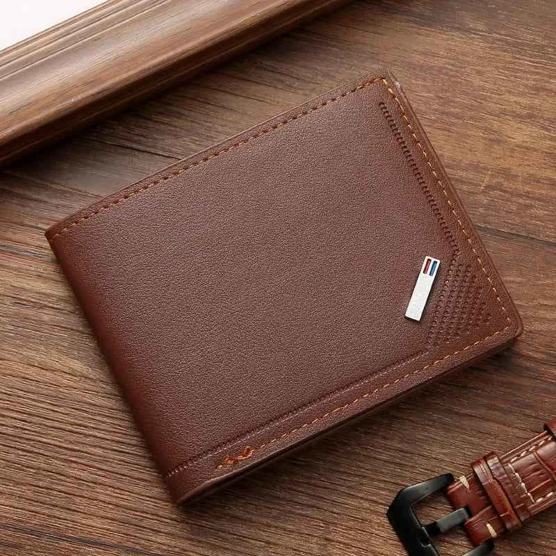 Men's leather short wallet thin wallet foldable minimalist soft leather wallet - Shoppiline