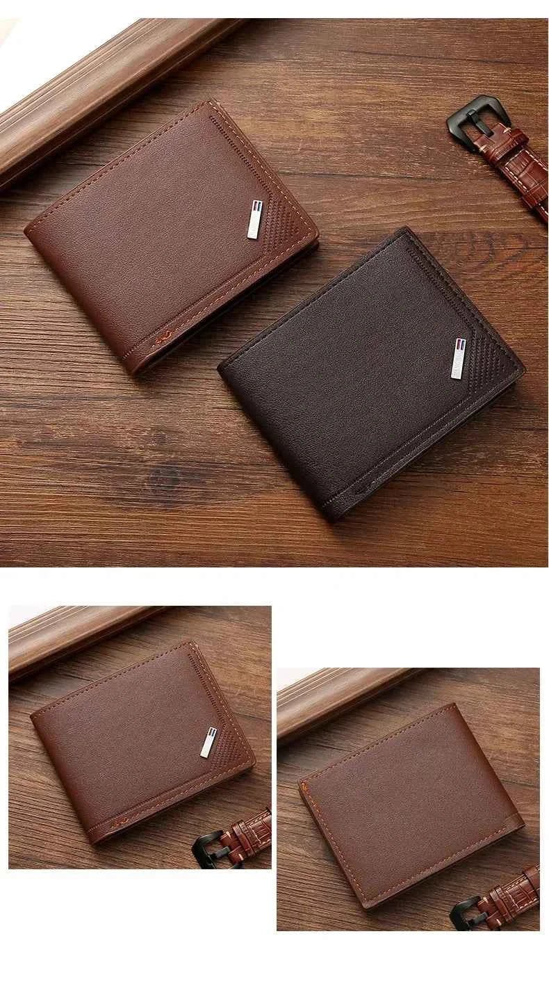 Men's leather short wallet thin wallet foldable minimalist soft leather wallet - Shoppiline