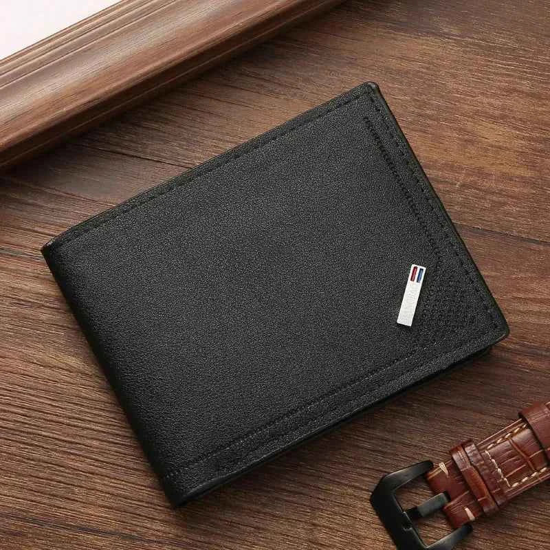 Men's leather short wallet thin wallet foldable minimalist soft leather wallet - Shoppiline