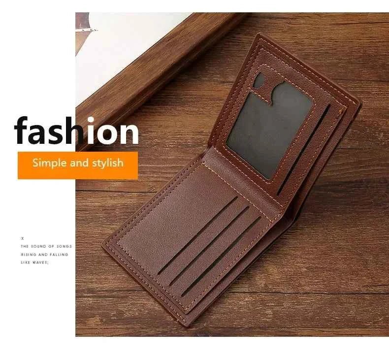 Men's leather short wallet thin wallet foldable minimalist soft leather wallet - Shoppiline