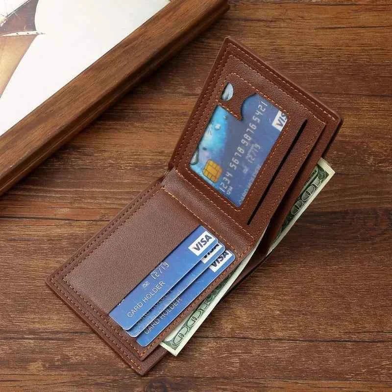 Men's leather short wallet thin wallet foldable minimalist soft leather wallet - Shoppiline