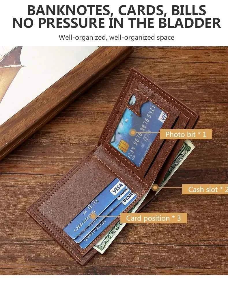 Men's leather short wallet thin wallet foldable minimalist soft leather wallet - Shoppiline