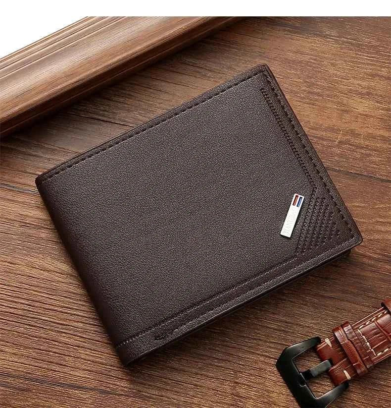 Men's leather short wallet thin wallet foldable minimalist soft leather wallet - Shoppiline