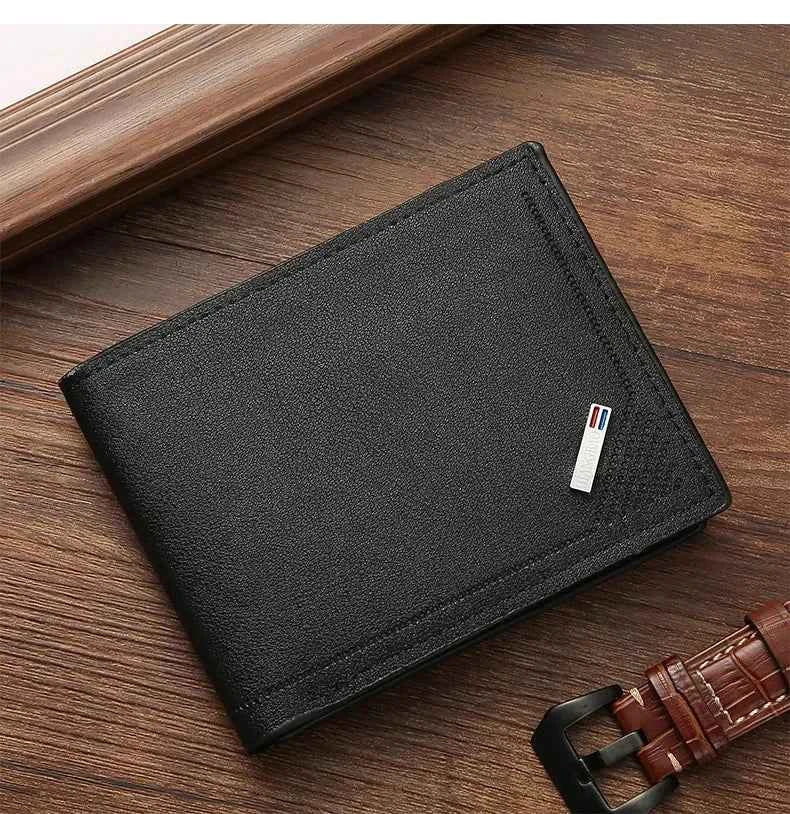 Men's leather short wallet thin wallet foldable minimalist soft leather wallet - Shoppiline