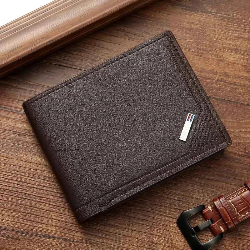 Men's leather short wallet thin wallet foldable minimalist soft leather wallet - Shoppiline
