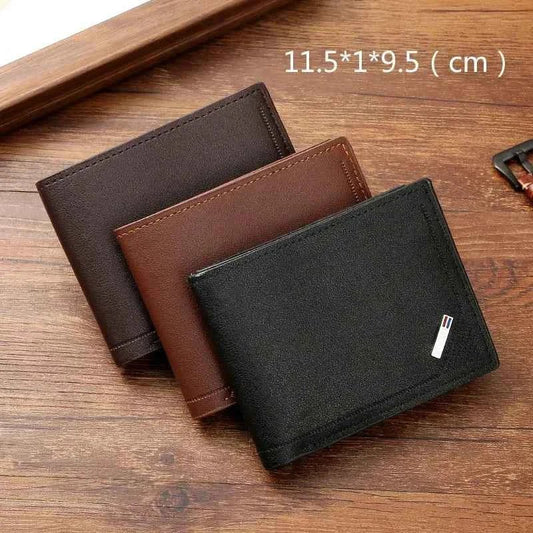 Men's leather short wallet thin wallet foldable minimalist soft leather wallet - Shoppiline