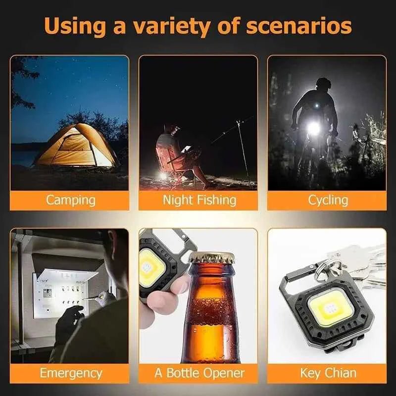Mini LED Flashlight Magnetic COB Outdoor Camping Pocket Work Light 800 Lumens USB Rechargeable 7 Modes Spotlights - Shoppiline