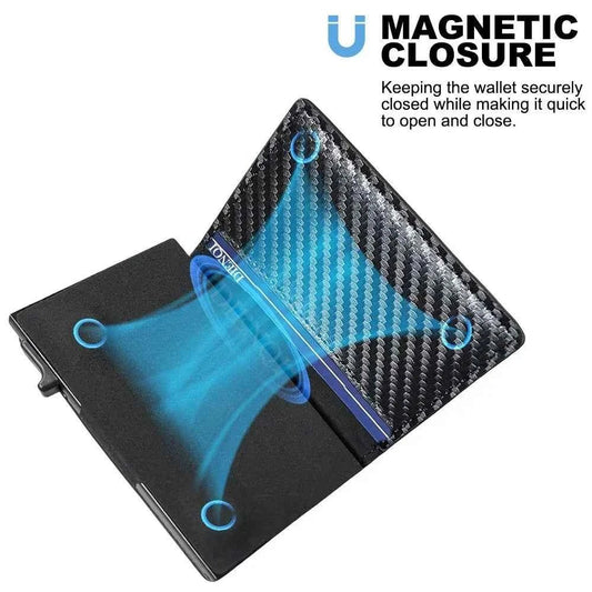 Minimalist Leather Wallet for Men Magnetic Pop Up Credit Card Holder RFID Blocking Luxury Vallet - Shoppiline
