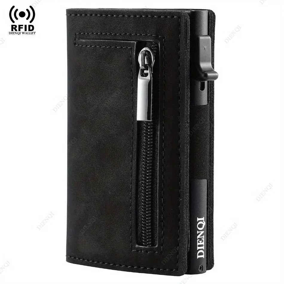 Minimalist Leather Wallet for Men Magnetic Pop Up Credit Card Holder RFID Blocking Luxury Vallet - Shoppiline