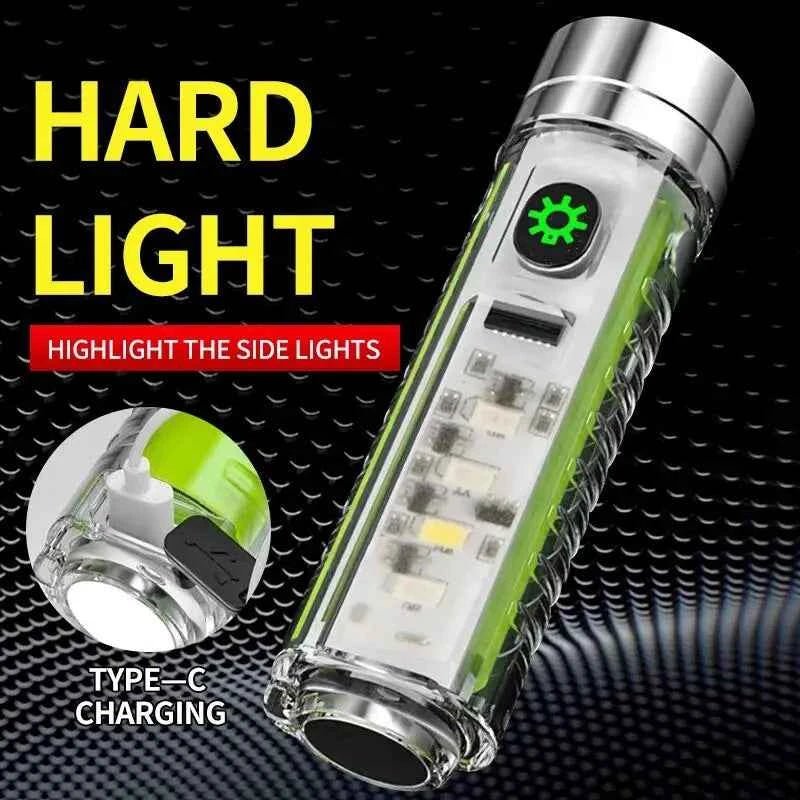 Multifunction Portable Torch Camping Lights USB C Rechargeable LED Flashlight LED MINI Keychain Light with Tail Magnet Uv Light - Shoppiline