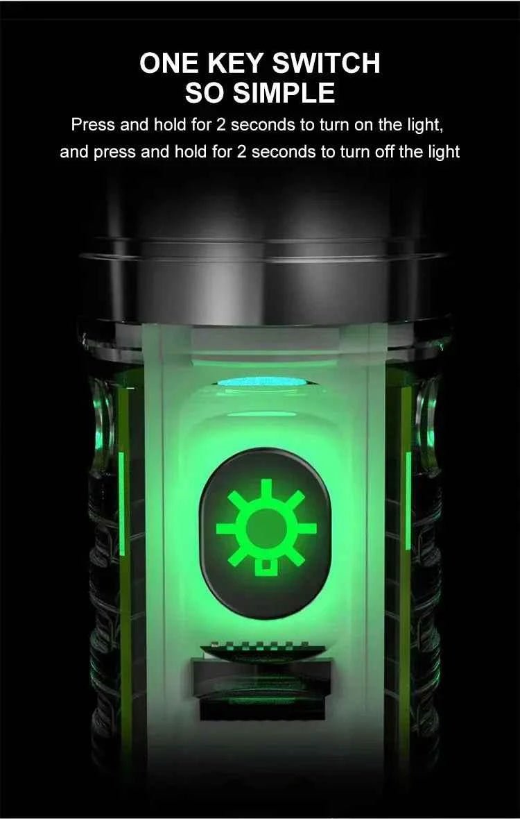 Multifunction Portable Torch Camping Lights USB C Rechargeable LED Flashlight LED MINI Keychain Light with Tail Magnet Uv Light - Shoppiline