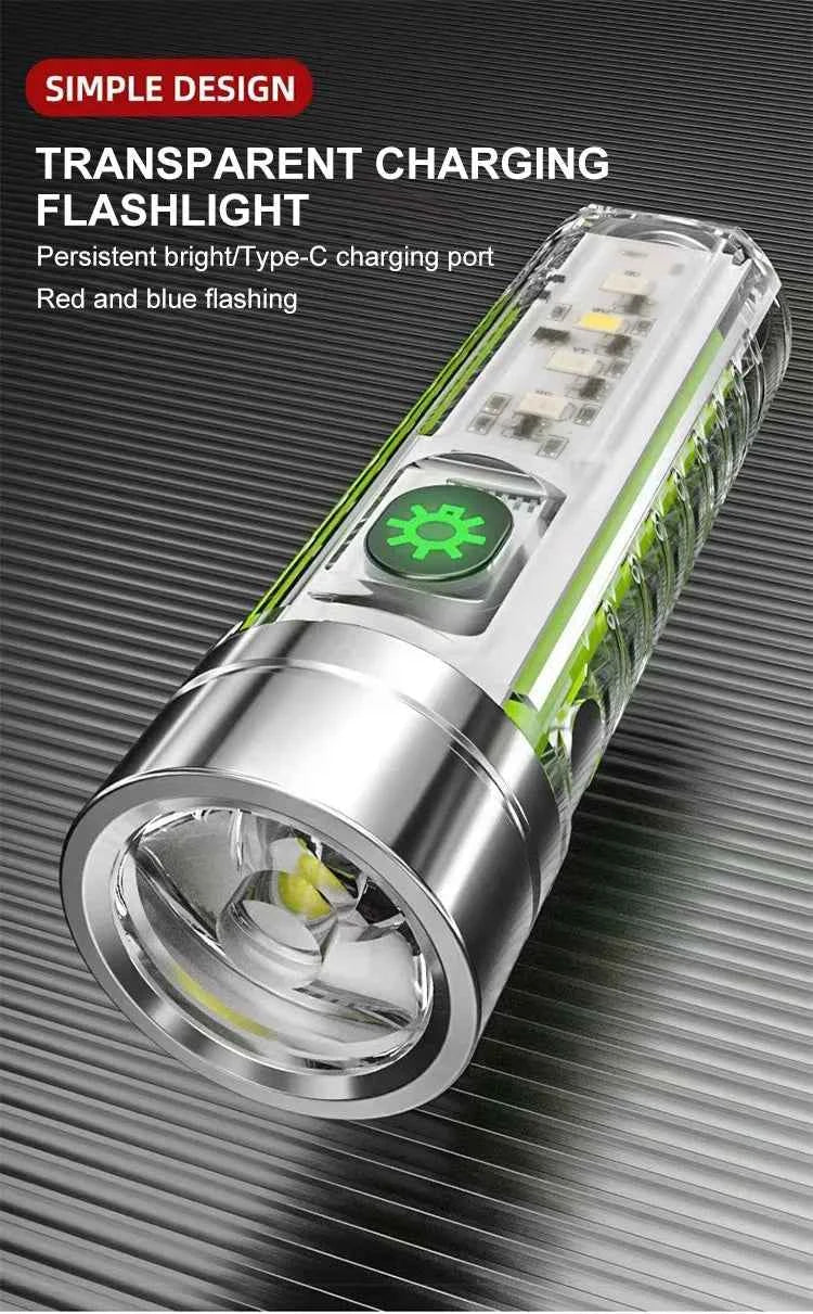 Multifunction Portable Torch Camping Lights USB C Rechargeable LED Flashlight LED MINI Keychain Light with Tail Magnet Uv Light - Shoppiline