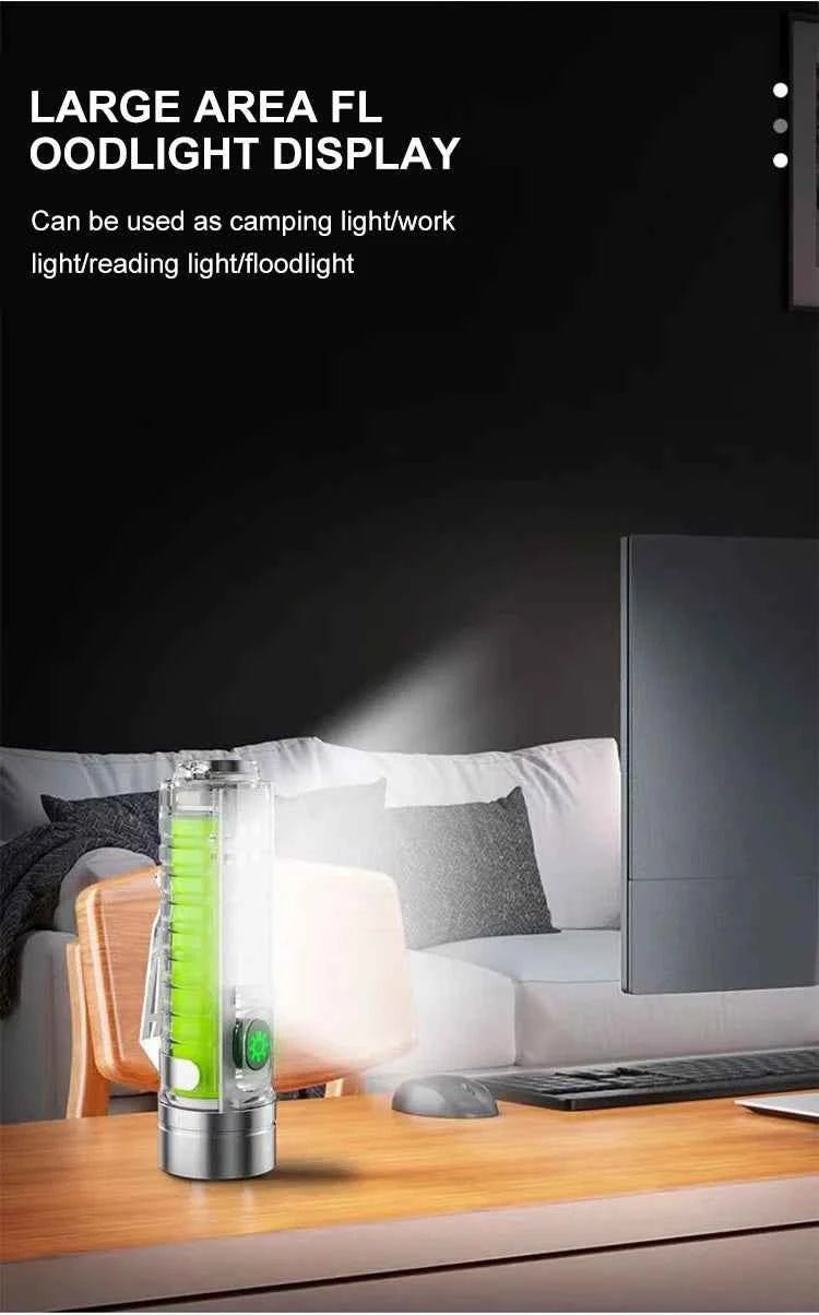 Multifunction Portable Torch Camping Lights USB C Rechargeable LED Flashlight LED MINI Keychain Light with Tail Magnet Uv Light - Shoppiline