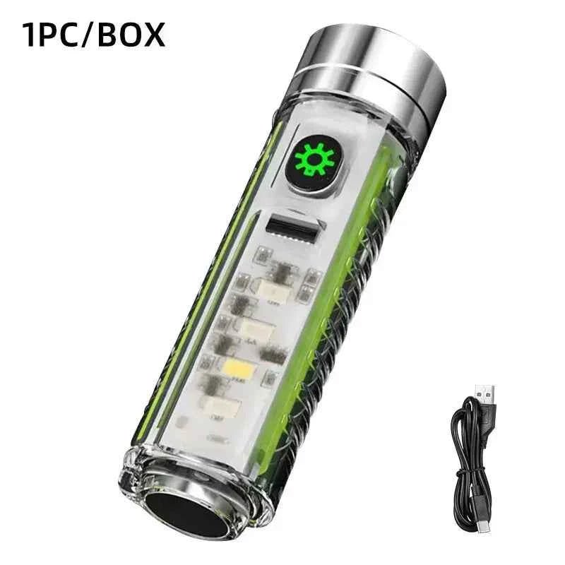 Multifunction Portable Torch Camping Lights USB C Rechargeable LED Flashlight LED MINI Keychain Light with Tail Magnet Uv Light - Shoppiline