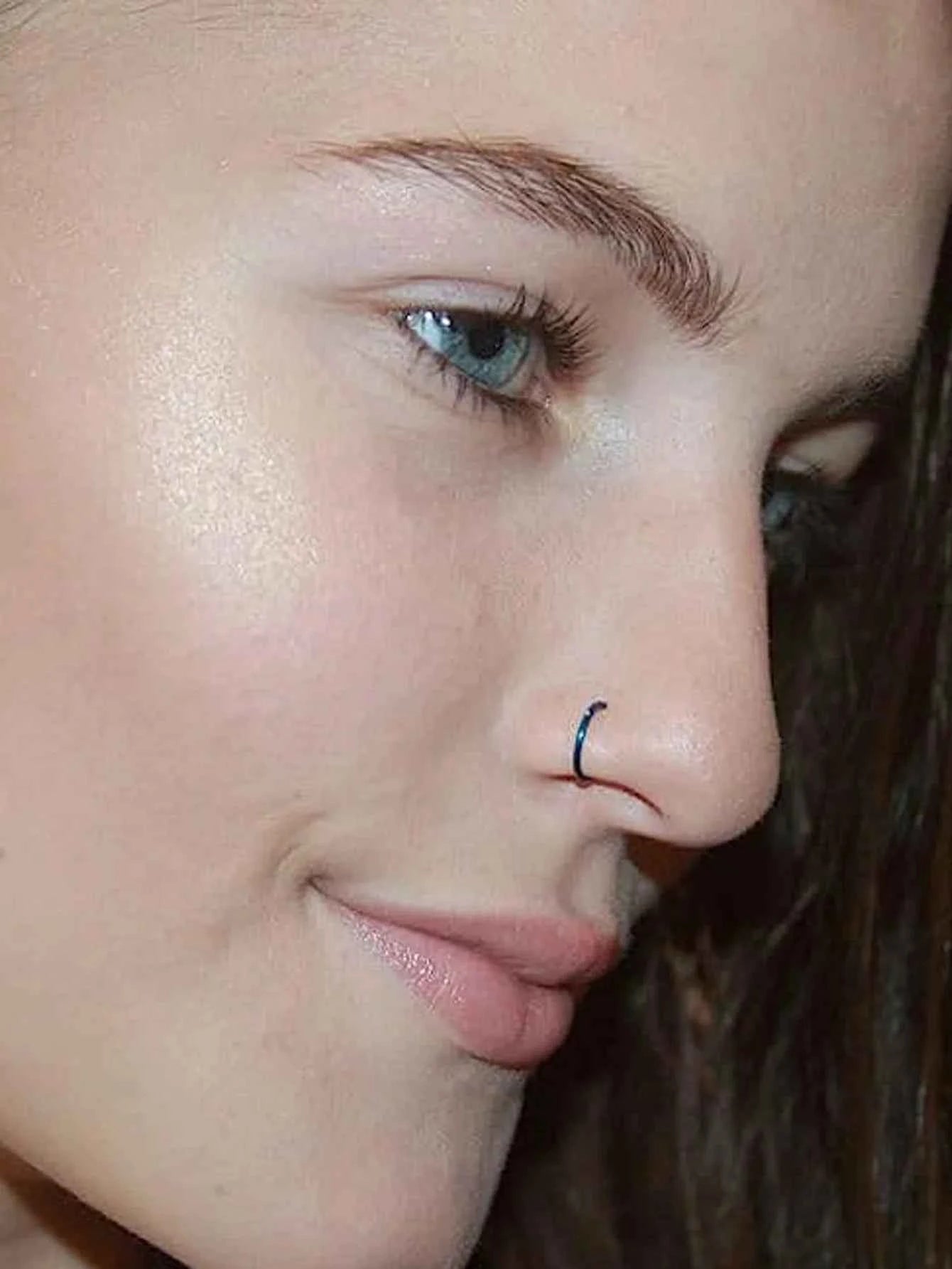 New Curved Barbells Fake Nose Piercing D Shaped Tragus Helix Stud Earring Hoop Septum Stainless Steel Ring Nostril Body Jewelry - Shoppiline