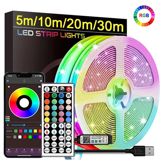 RGB Led Strip Lights 5m 10m 20m 30m Led Room Light with APP Control Flexible Ribbon Luces Led Tape for Room Bedroom Decoration - Shoppiline