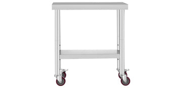 SucceBuy Stainless Steel Kitchen Prep Table With 4 Caster Wheels & Backsplash Loads Up to 100-300KG for Home Storage Rack Dining