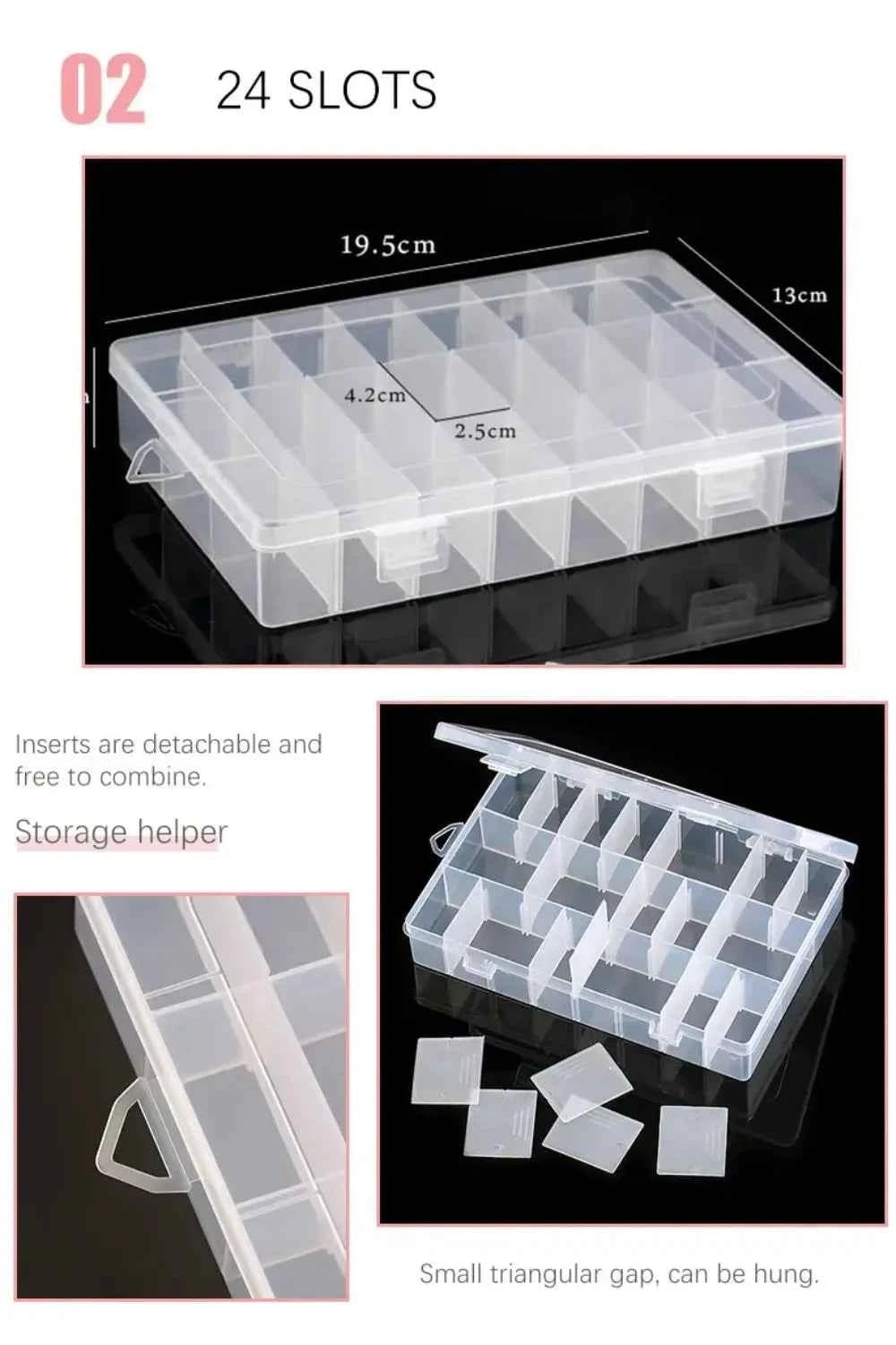 Transparent Plastic Storage Jewelry Box Compartment Adjustable Container For Beads Earring Box For Jewelry Rectangle Box Case - Shoppiline