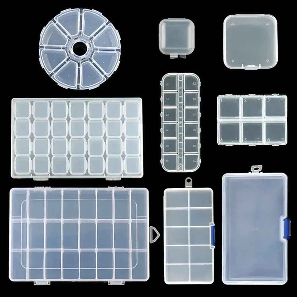 Transparent Plastic Storage Jewelry Box Compartment Adjustable Container For Beads Earring Box For Jewelry Rectangle Box Case - Shoppiline