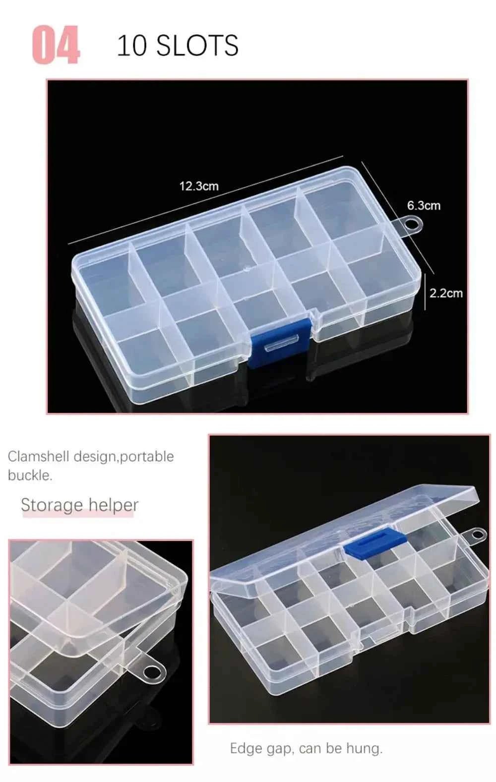 Transparent Plastic Storage Jewelry Box Compartment Adjustable Container For Beads Earring Box For Jewelry Rectangle Box Case - Shoppiline