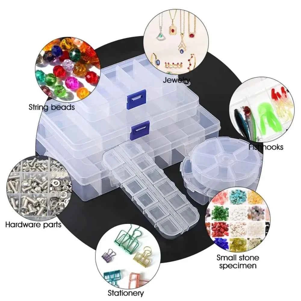 Transparent Plastic Storage Jewelry Box Compartment Adjustable Container For Beads Earring Box For Jewelry Rectangle Box Case - Shoppiline