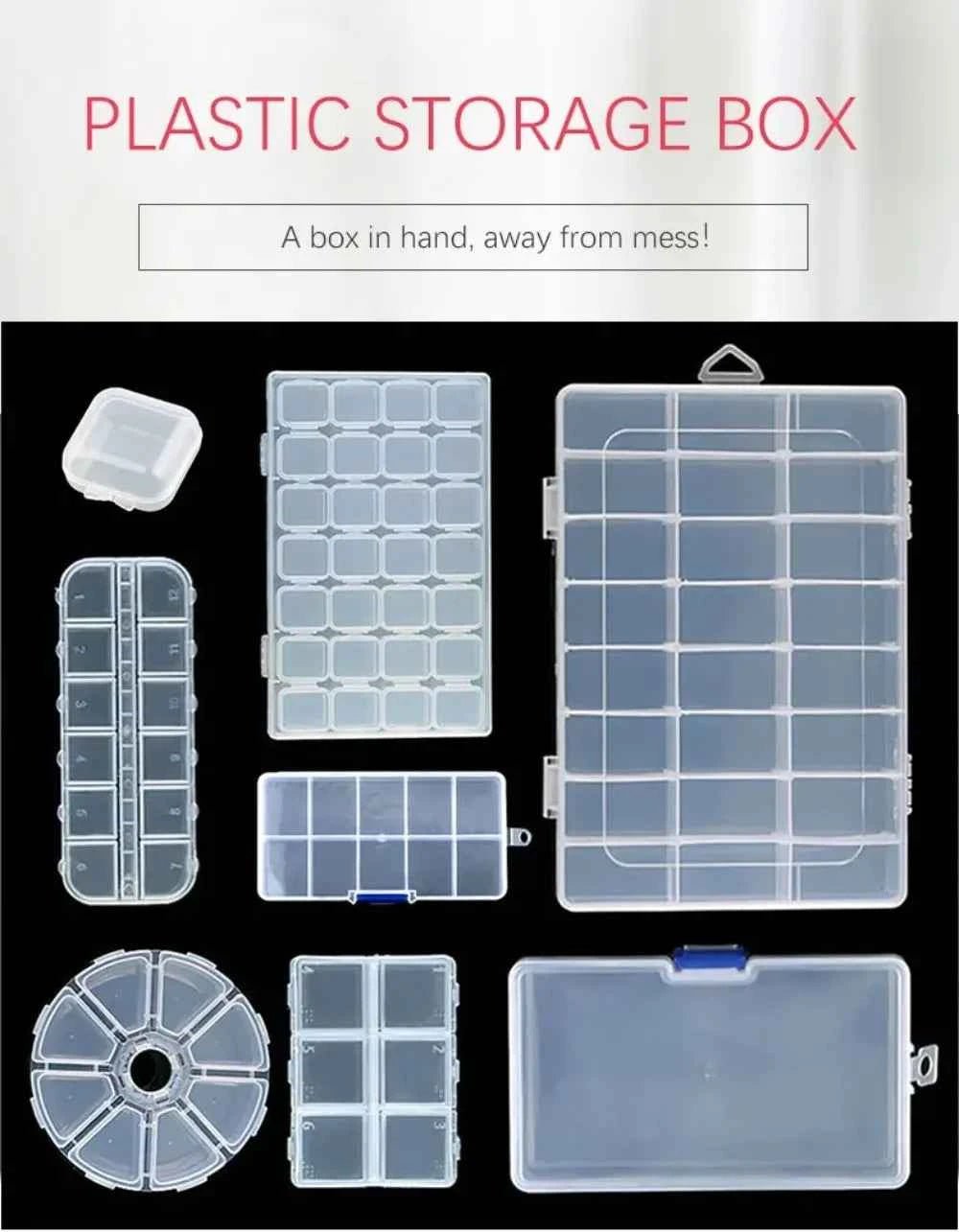 Transparent Plastic Storage Jewelry Box Compartment Adjustable Container For Beads Earring Box For Jewelry Rectangle Box Case - Shoppiline