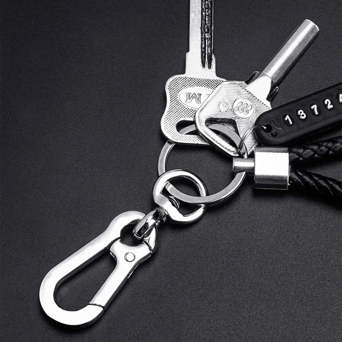 Trendy DIY Mobile Phone Number Plate Pendant Keychain for Men Punk Simple Woven Leather Rope Anti - lost Car Key Chain Accessories - Shoppiline