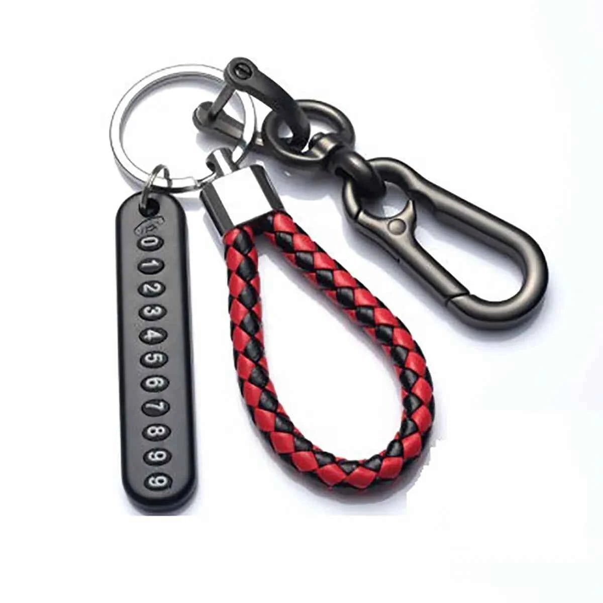 Trendy DIY Mobile Phone Number Plate Pendant Keychain for Men Punk Simple Woven Leather Rope Anti - lost Car Key Chain Accessories - Shoppiline