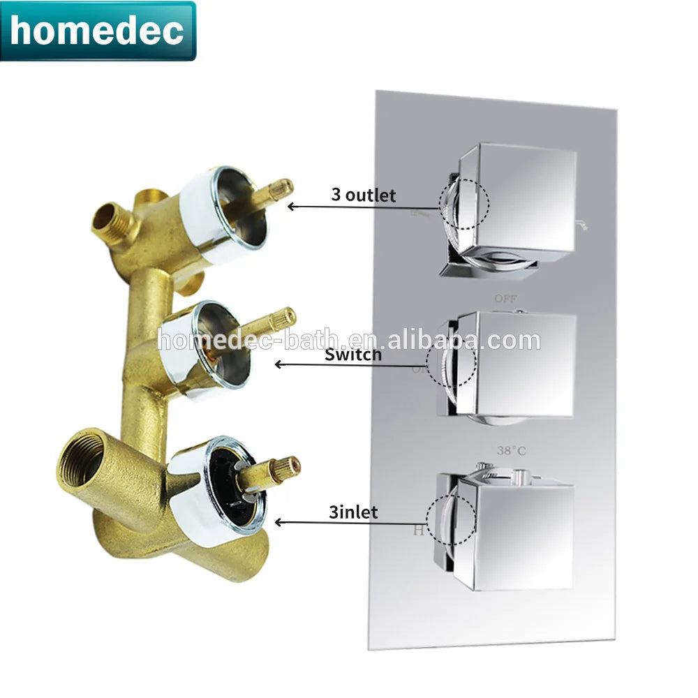Brass Thermostatic 3 Dial 3 Ways Radiator Control Valve Mixer